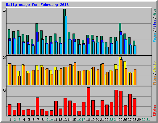 Daily usage for February 2013