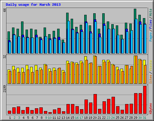 Daily usage for March 2013