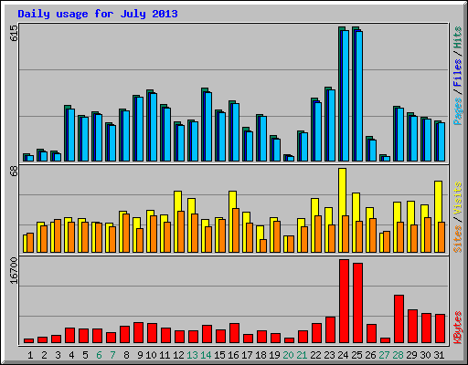 Daily usage for July 2013