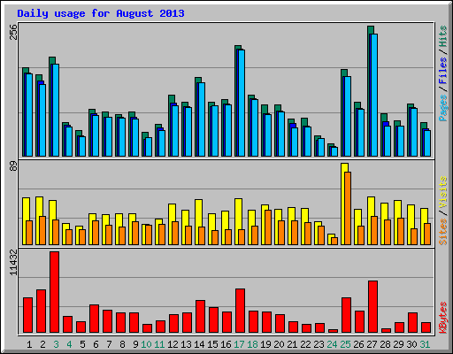 Daily usage for August 2013
