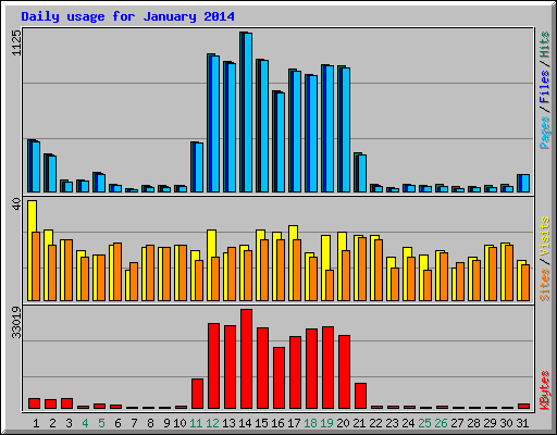 Daily usage for January 2014