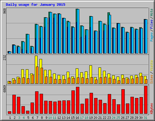Daily usage for January 2015