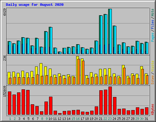 Daily usage for August 2020