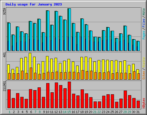 Daily usage for January 2023
