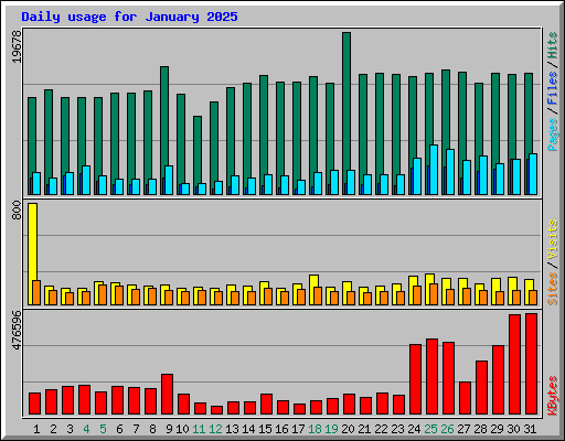 Daily usage for January 2025