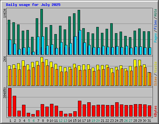 Daily usage for July 2025
