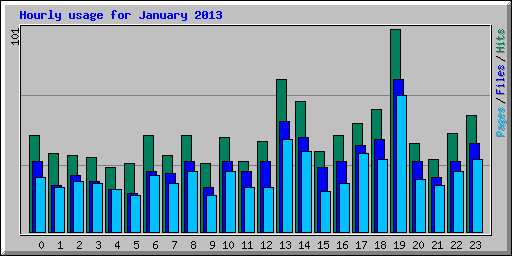 Hourly usage for January 2013