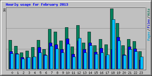 Hourly usage for February 2013