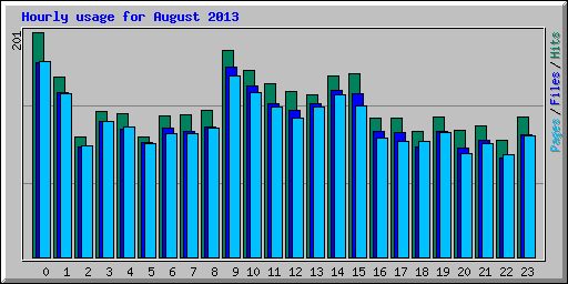 Hourly usage for August 2013