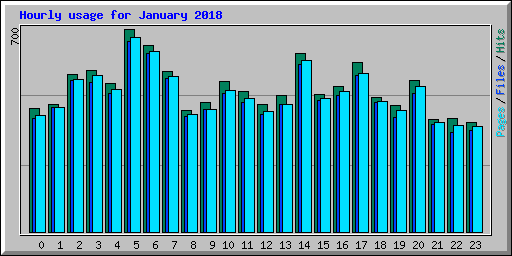 Hourly usage for January 2018