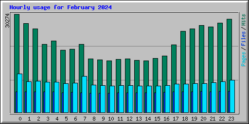 Hourly usage for February 2024